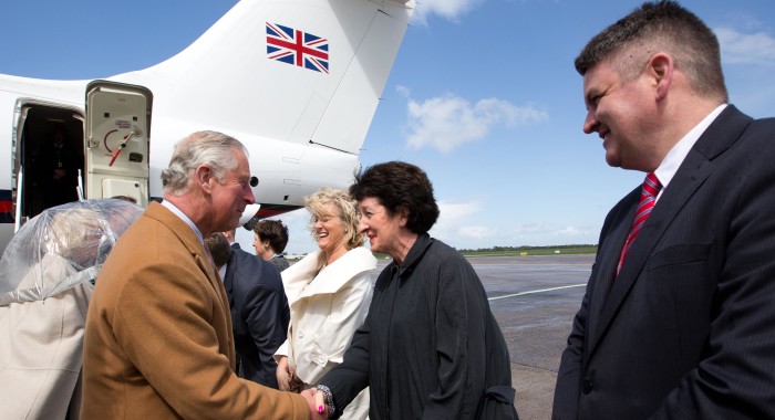 Prince Charles and Duchess of Cornwall arrive at Shannon for Irish visit