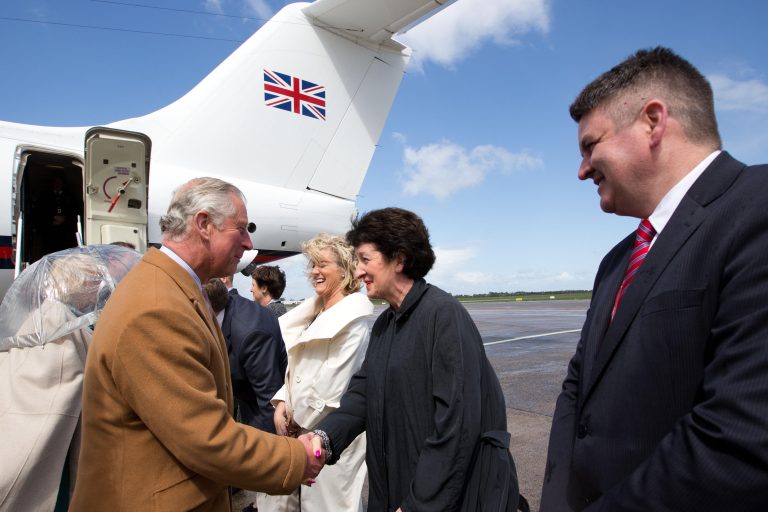 Prince Charles and Duchess of Cornwall arrive at Shannon for Irish visit