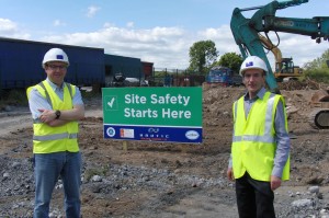 Martin Dolan, Commercial Director and  Mike Lane, MD, Modular Automation picture on-site at the ground breaking for their expanded Shannon facility.