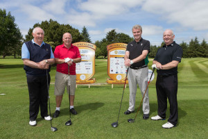 Clare unites with Limerick on the golf course! Clare Champion's Seamus Hayes and Gerry McInerney joined forces with Eugene Phelan and Alan English at Shannon Chamber's golf classic. Photograph by Eamon Ward