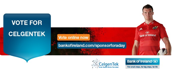 Shannon Company CelgenTek Seeks Your Support to Become Sponsor for the Day for Munster Rugby