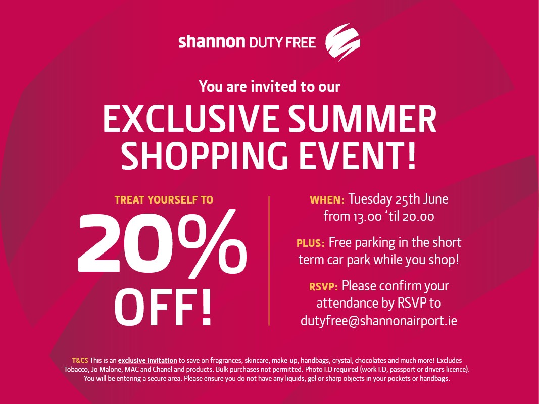 Summer Shopping at Shannon Duty Free in Shannon Airport Shannon Chamber