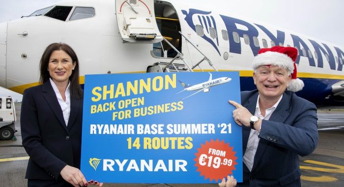 Shannon Airport gets early Christmas present from Ryanair