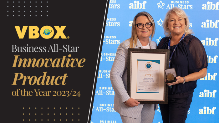 Limerick company, VBOX, has achieved Business All-Star Innovative Product Of The Year 2023 Accreditation from the All-Ireland Business Foundation