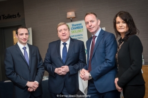 No repro fee- upskilling the mid west - 06/03/2017, From left to right: Cillian Griffey - Shannon Chamber Skillnet, Minister of State for Employment and Small Businesss, Pat Breen TD, Paul Healy - CEO Skillnet, Helen Downes - CEO Shannon ChamberPhoto credit Shauna Kennedy